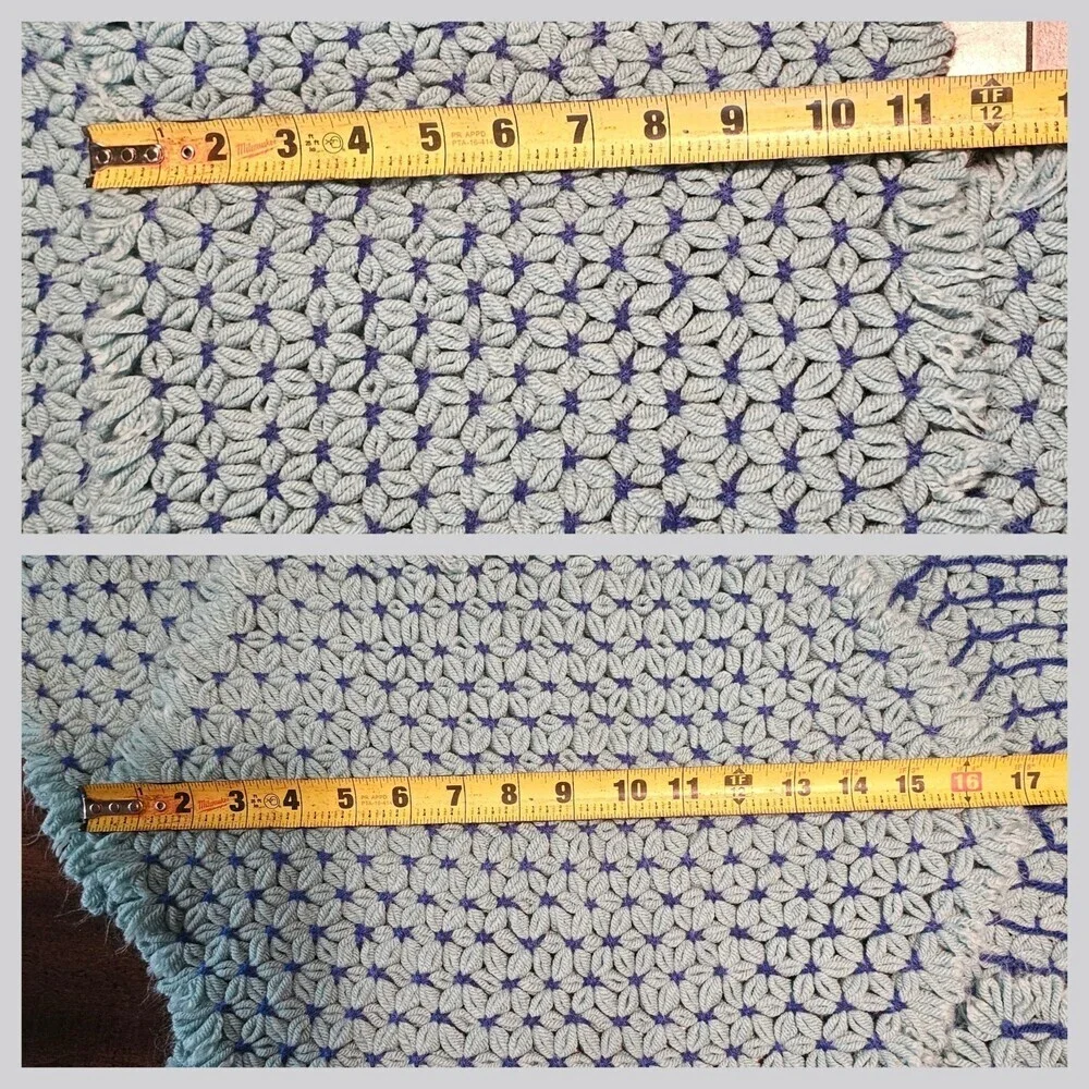 Handmade Crocheted Star 8 Placemats 2 Hot Pads Light Blue Cottage Core Kitchen